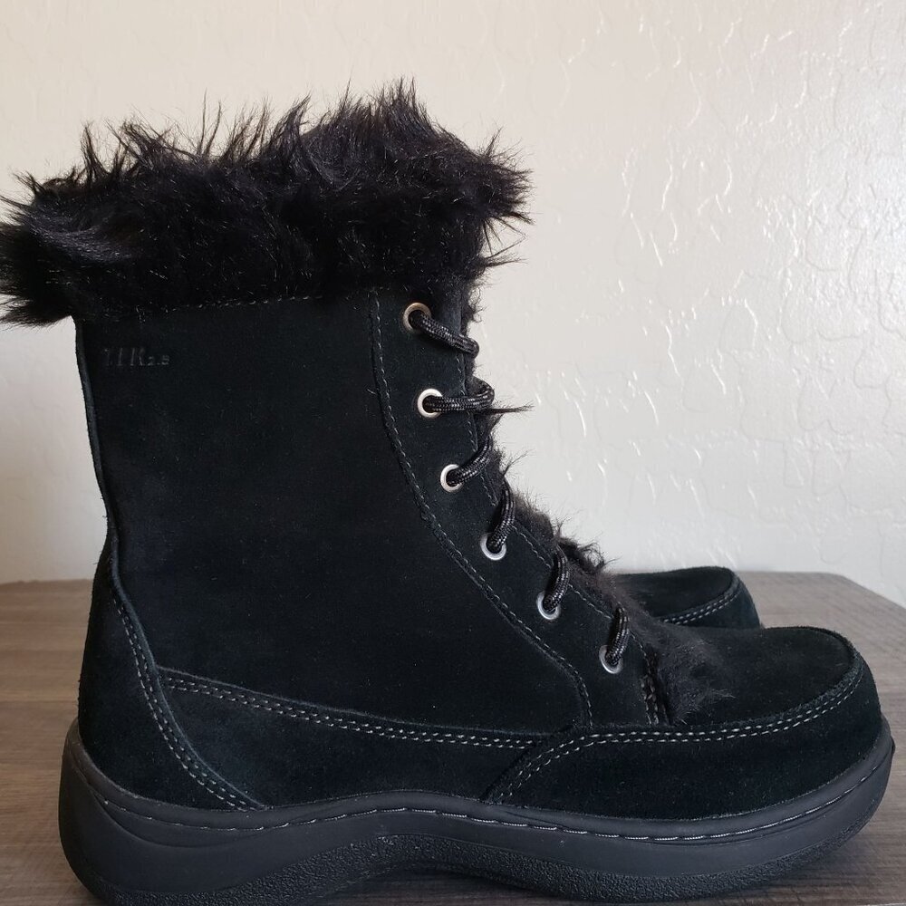 L.L.Bean Tek 2.5 Faux Fur Primaloft 100 Gram Insulated Boots Black Suede Size 7